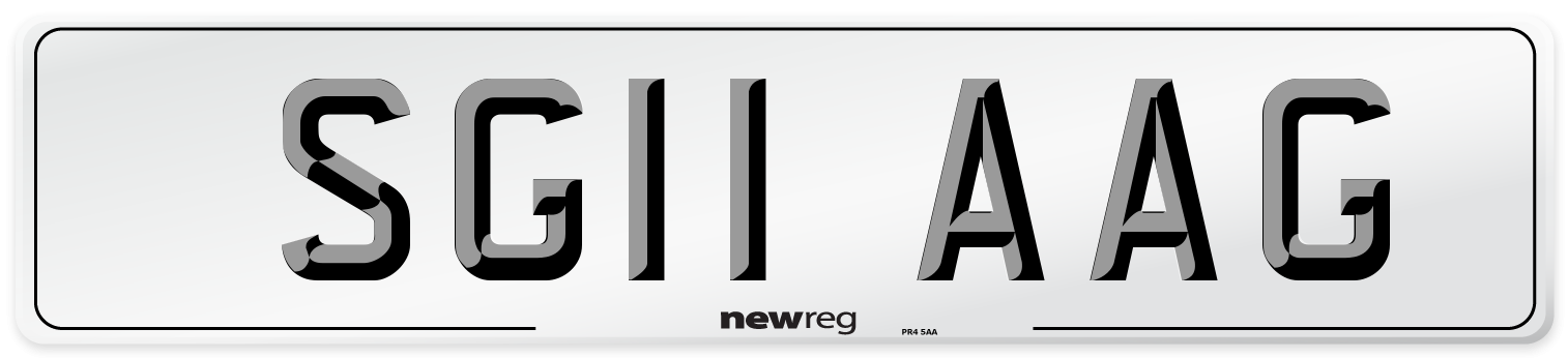 SG11 AAG Number Plate from New Reg